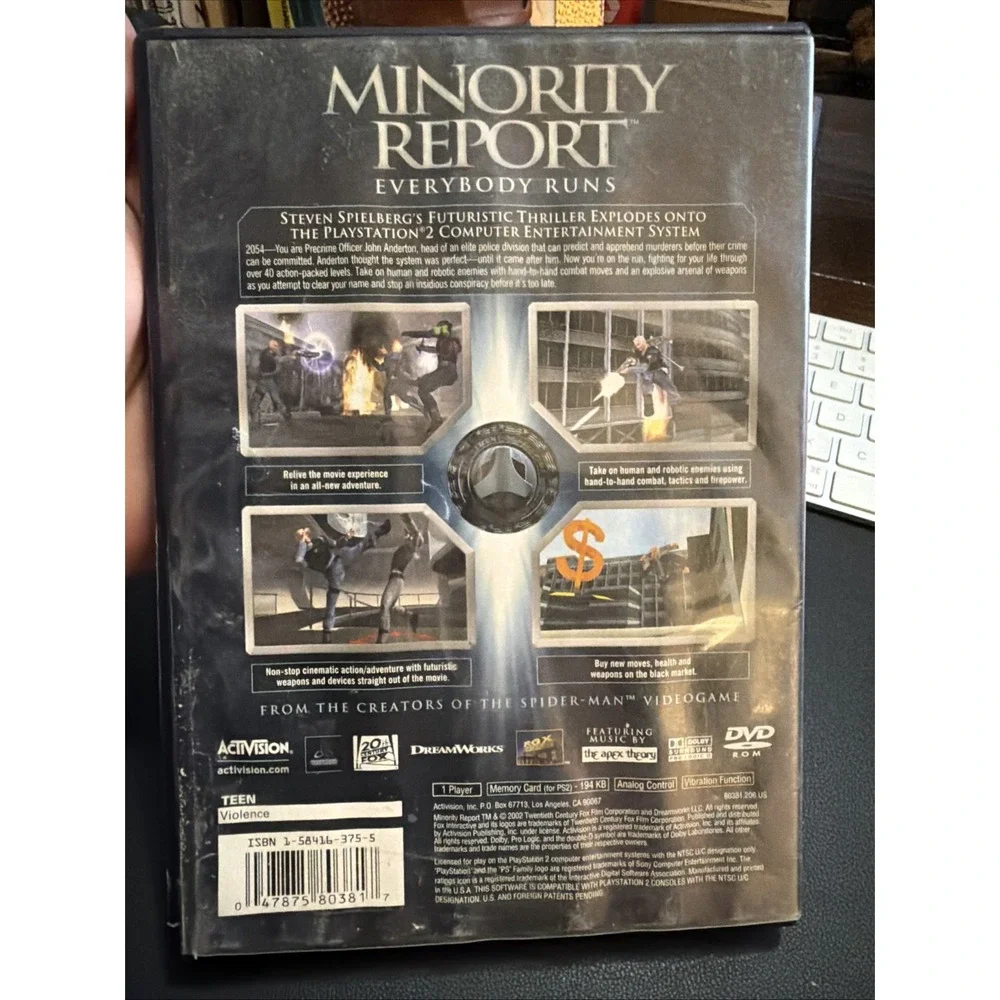 Minority Report (Sony PlayStation 2, 2002) Untested